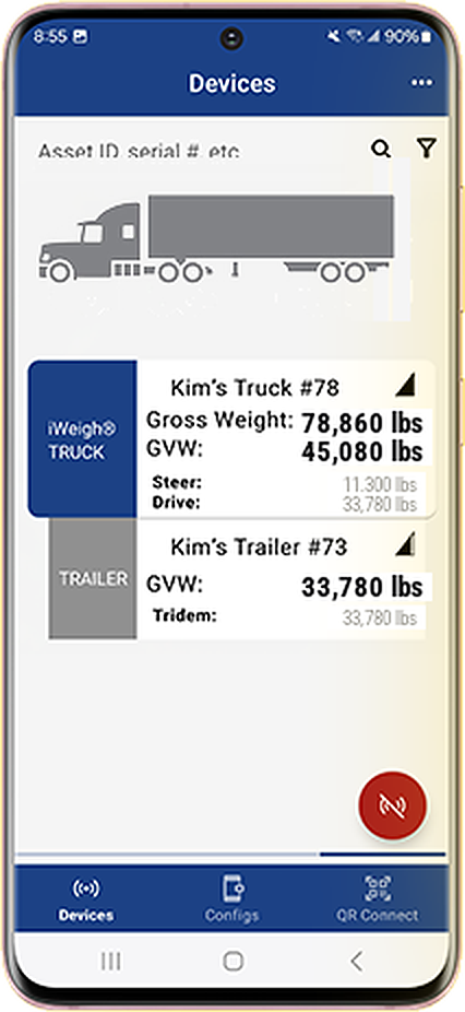 Air-Weigh app: truck and trailer weights