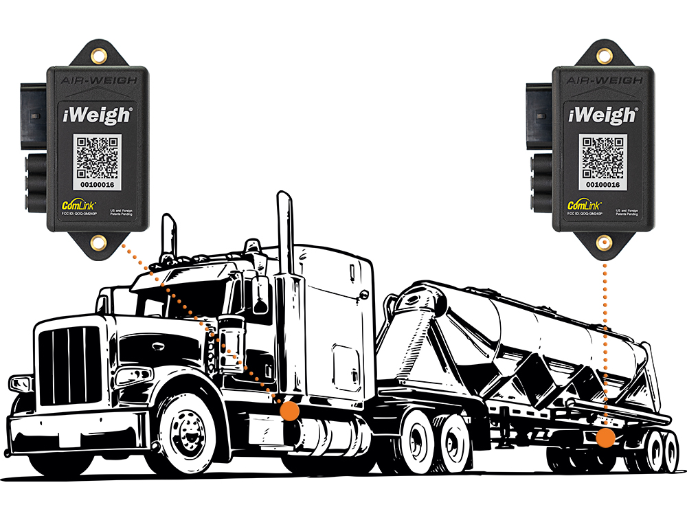 iWeigh modules on a tractor and trailer, line drawing